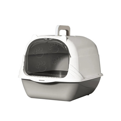 Fully Enclosed Cat Litter Box With Scoop & Litter Mat, Odor-locking, Portable, Gray – Top Rated For 2026