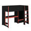 Lit mezzanine simple en bois avec bureau intégré, garde-robe, DEL et tiroir-2130834176