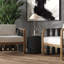 Sylvester 15 in. W Round Marble and Wood Side Table