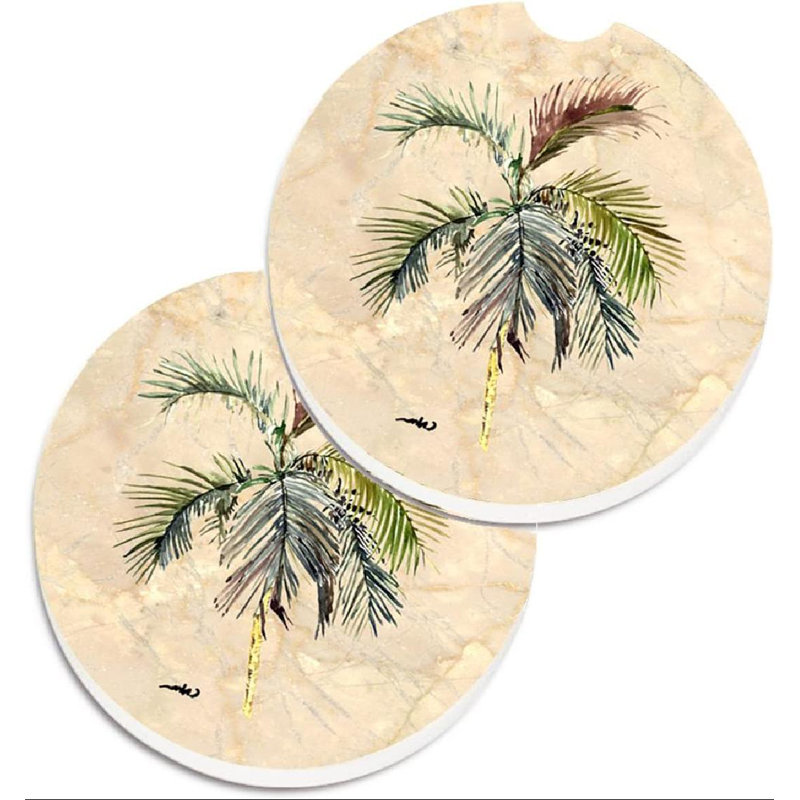 Ceramic Round 2 Piece Car Coaster Set