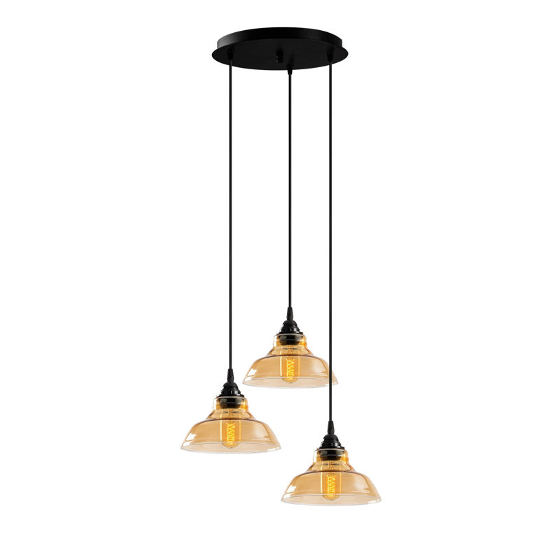 Luminaire suspendu conique à 3 lumières Rhys, Cuivre