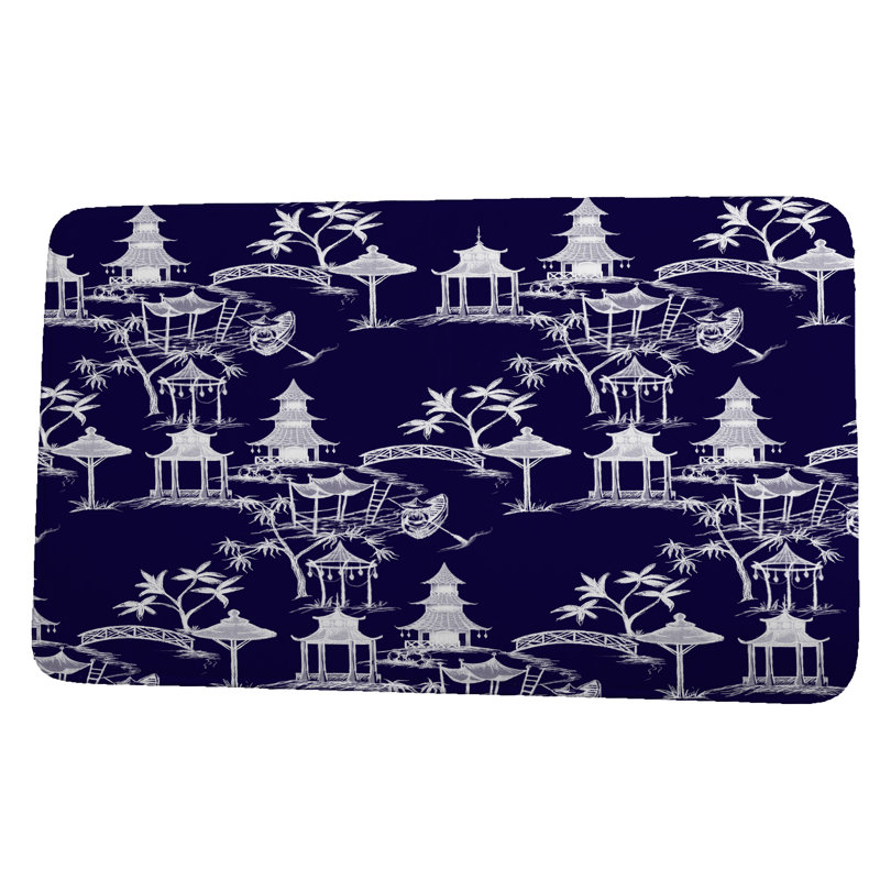 Tapis de bain Amarchand, H 18 po x L 30 po, Bleu marine