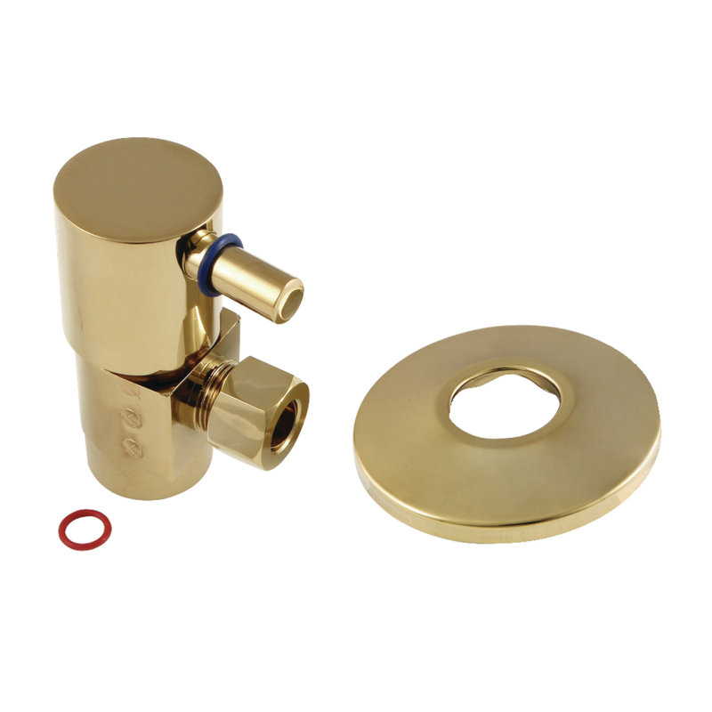 Kingston Brass 1/2-Inch FIP x 3/8-Inch OD Comp Anti-Seize Deluxe Quarter-Turn Ceramic Hardisc Cartridge Angle Stop with Flange