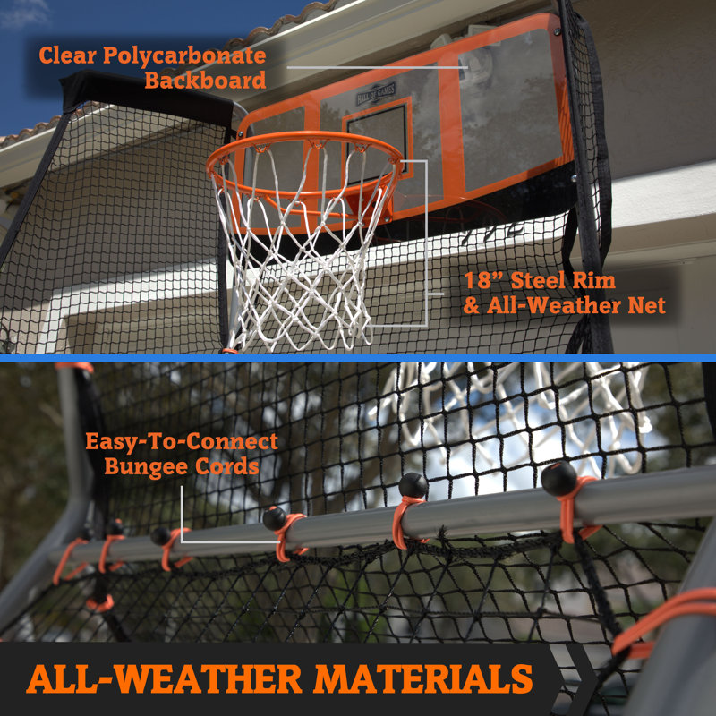 Hall Of Games Outdoor 2-in-1 Basketball And Baseball Pitchback Training Game