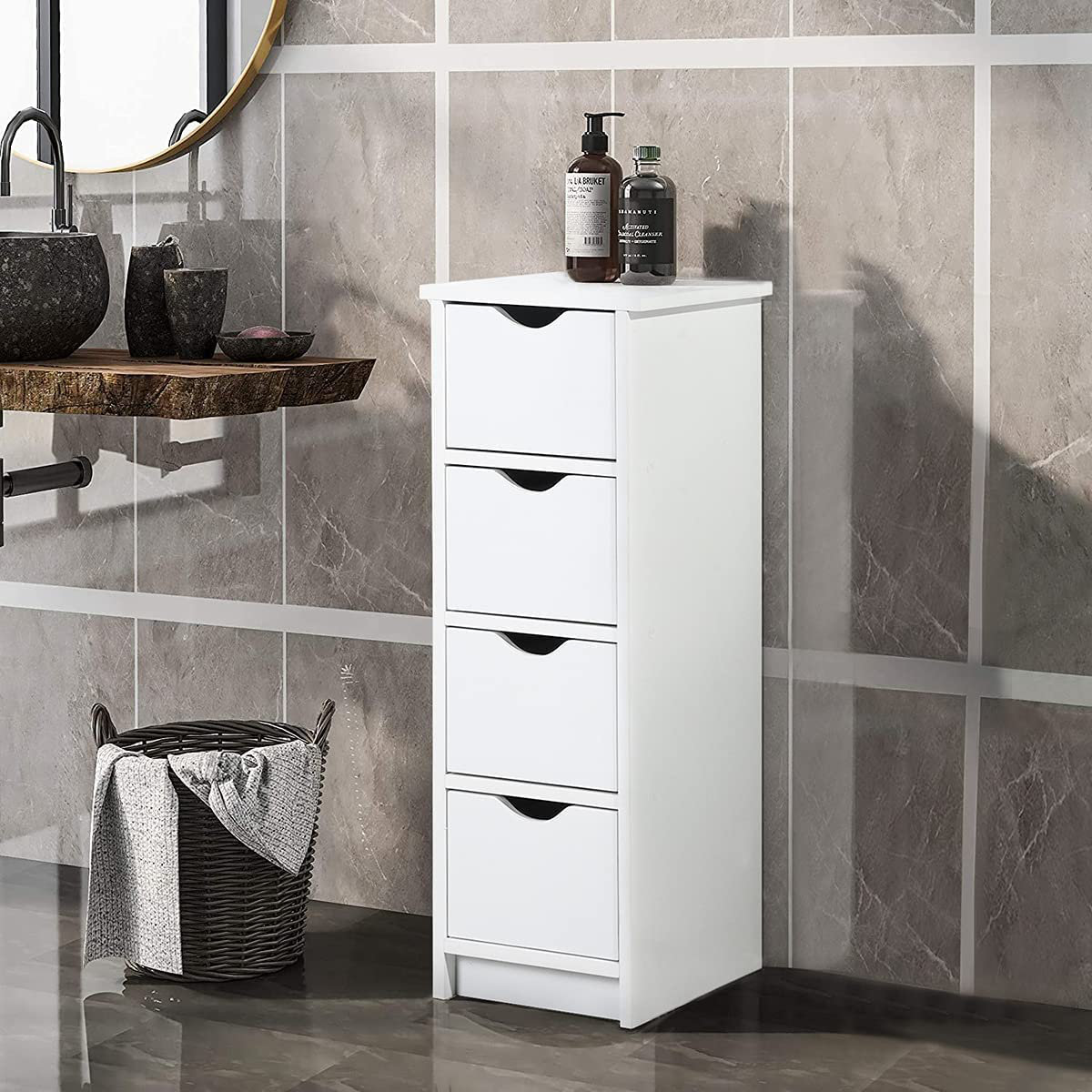 Lall 6.45 W x 22.83 H x 19.69 D Free-Standing Bathroom Cabinet Latitude Run Finish: White