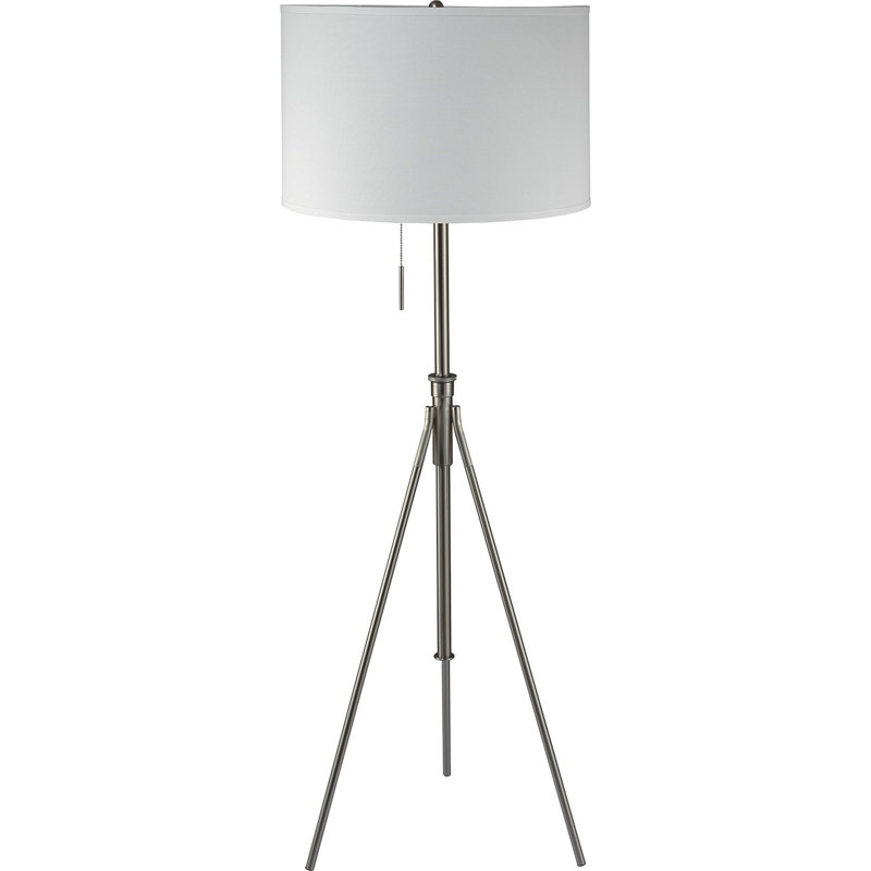 Adjustable Tripod Floor Lamp, Brushed Nickel