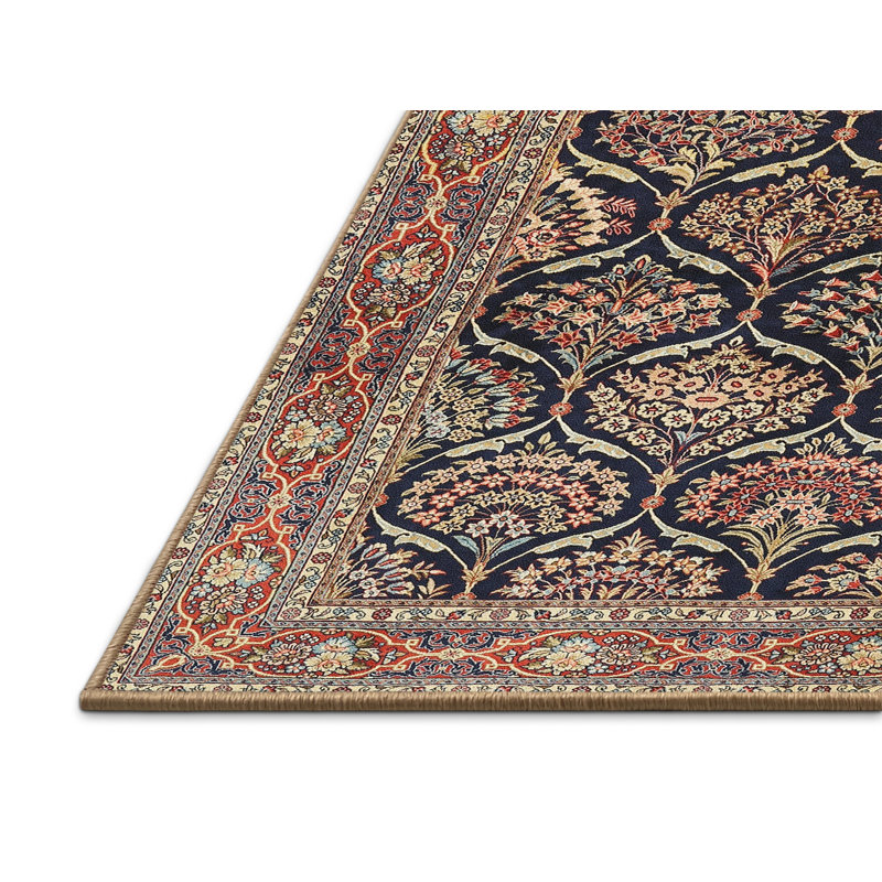 Tapis traditionnel brun / bleu, Rectangle 5 pi x 8 pi