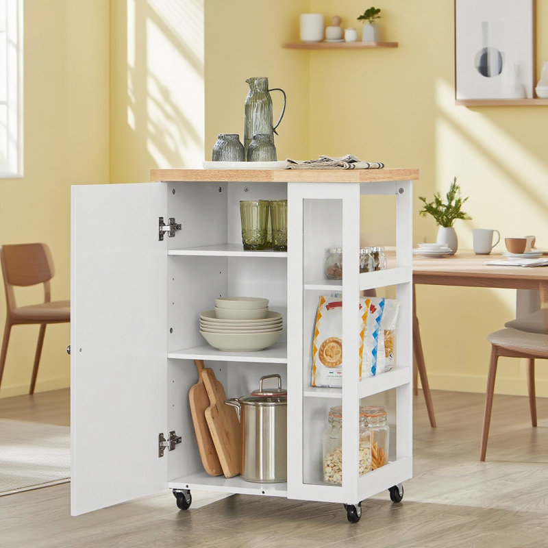 Kingon Wood Kitchen Island, White