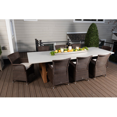 Bayridge 8 - Person Premium All-Weather Wicker Patio Dining Set with Rectangular Table , Cushions Included