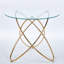 Table de salle à manger réglable avec pieds en métal doré et verre trempé, solution moderne d'économie d'espace pour le salon, surface stable et facile à nettoyer - moins de 34,98 po de largeur, 29,14 po de hauteur,