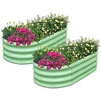 Metal Raised Garden Bed, Light Green, 45cm H x 240cm W x 60cm D