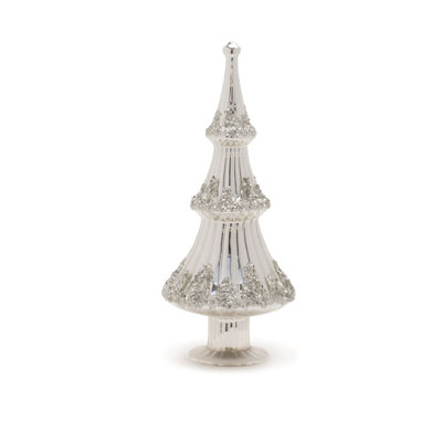 Silver Beaded Glass Holiday Tree (Set of 2)
