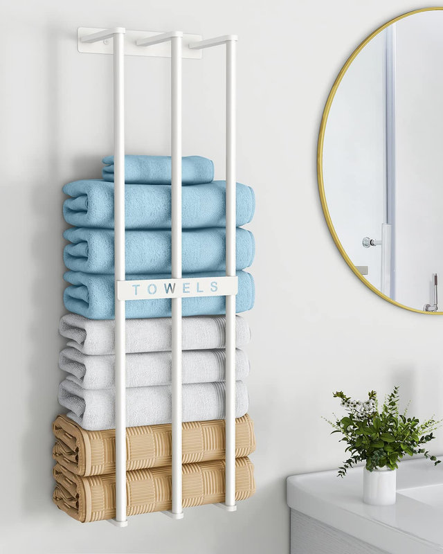 Porte-serviettes mural de 30 pouces peu encombrant pour serviettes en rouleau, support de salle de bain moderne conçu pour les espaces compacts