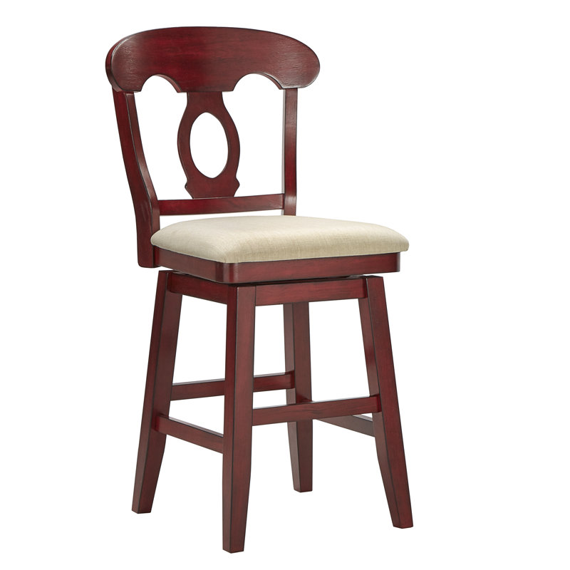 Fortville Swivel Upholstered Counter Stool, Antique Berry, Counter Stool (25.8" Seat Height)
