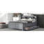 Lit double avec rangement pour tête de lit, lit gigogne simple et 3 tiroirs gris-116739038