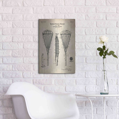 «Lacrosse Racquet Blueprint Brevet Parchment», art mural en métal