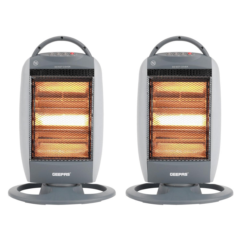 GEEPAS Halogen Heater 1200W | Instant Heating Energy Efficient Heater with 3 Heat Settings 400/800/1200W | Oscillation Function & Low Running Cost | 3 Bar Compact Radiator Home Office