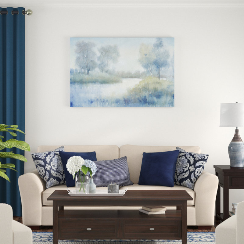 «Morning at the Pond II», peinture sur toile, H 32 po x l 48 po