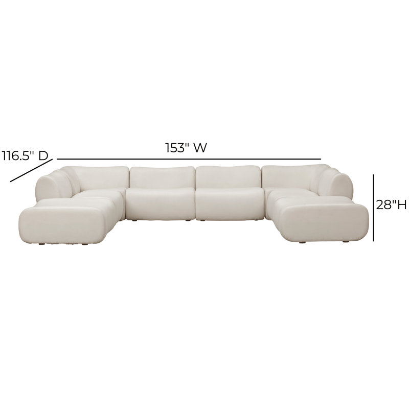 Canapé modulaire en tissu recyclé Chue, Mélange de polyester crème