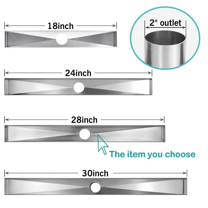 28 In. Stainless Steel Linear Shower Drain With Tile-In Pattern Surface, Brushed Nickel