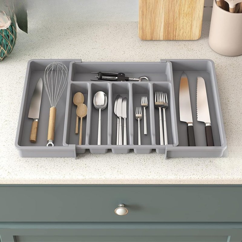 Rangement à ustensiles pour couverts de cuisine, Gris