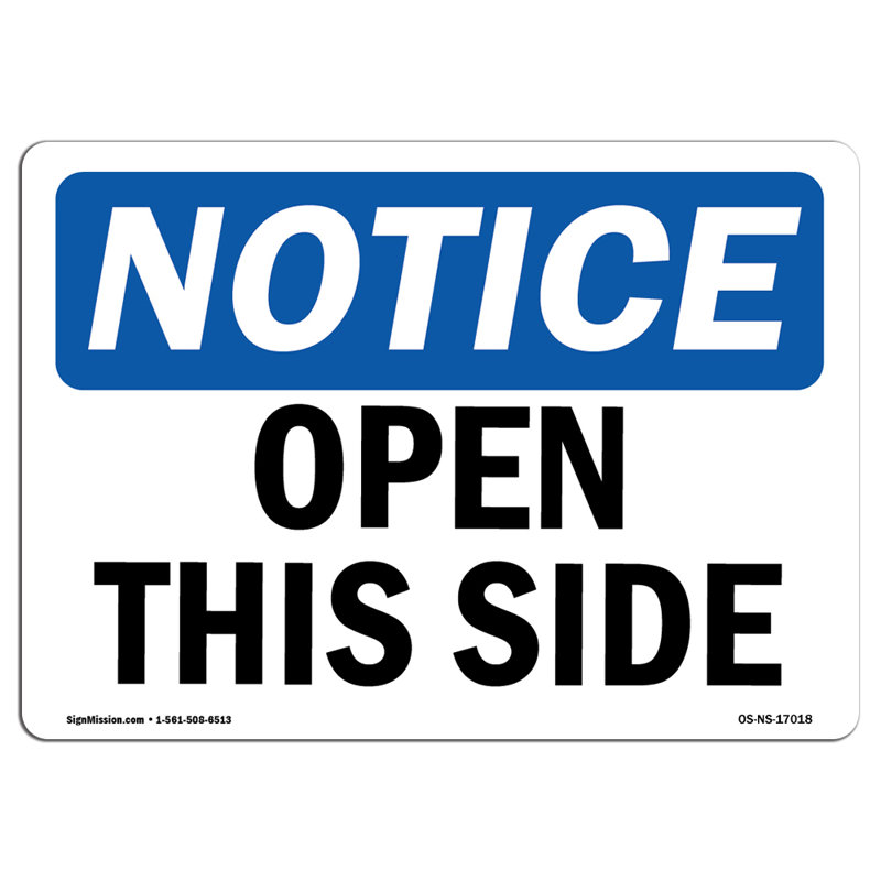 Open This Side Decal 7" X 5"