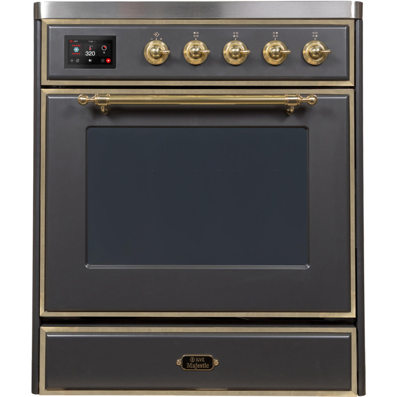 Majestic II 30" 4 cu. ft. Freestanding Electric Range, Matte Graphite/Brass
