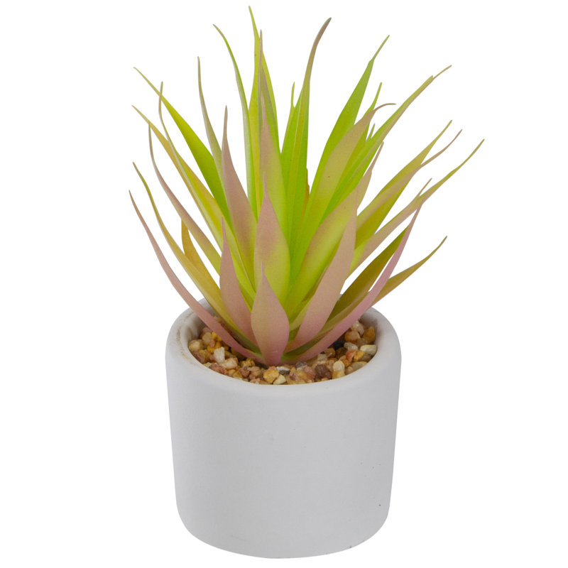 Herbe artificielle verte 6,5 "dans un pot blanc