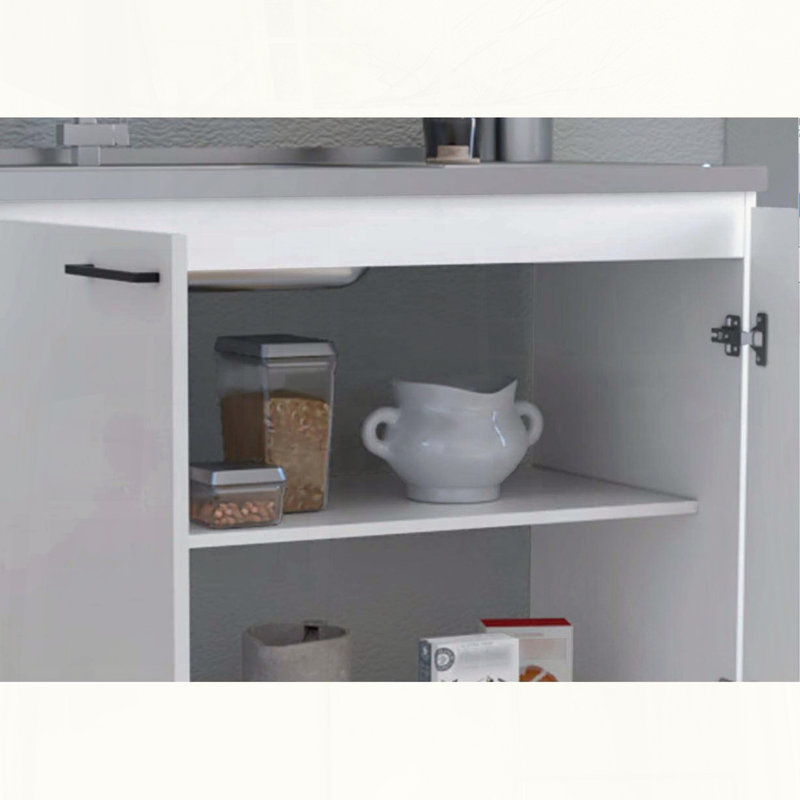 Armoire utilitaire avec comptoir en acier inoxydable, White