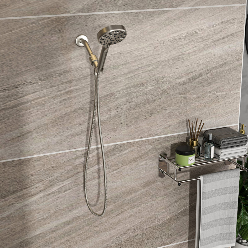 Brushed Nickel Adjustable Shower - 8 Settings, 4.7" Head, 59" Stainless Steel Hose Personalize Your Area Hand Functions, Enhance Daily Routine