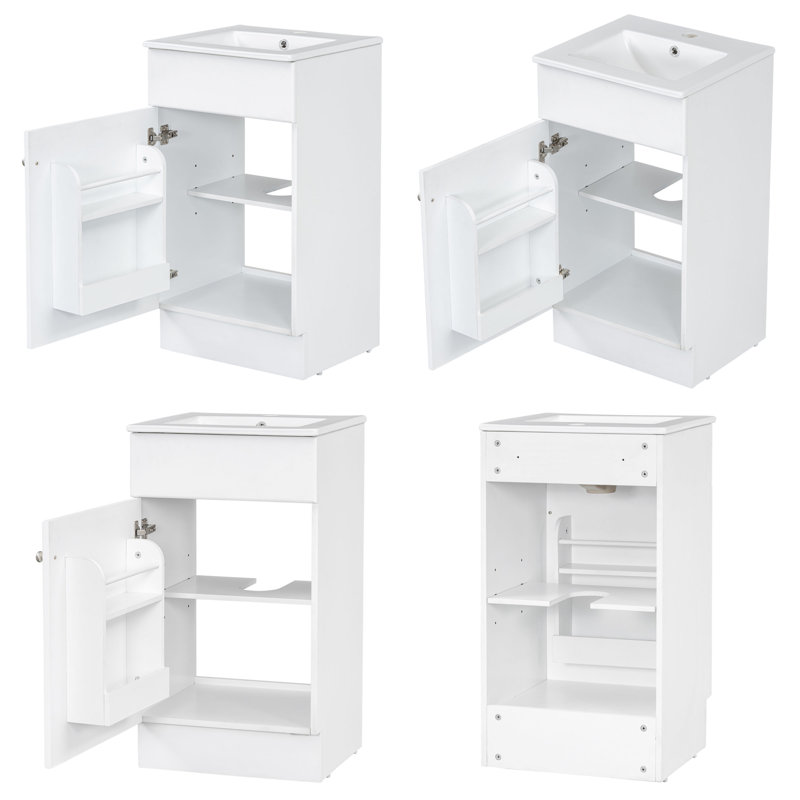 Meuble-lavabo de salle de bain avec lavabo, Blanc