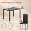 Ensemble de table de salle à manger 5 pièces pour 4 personnes, table de cuisine en verre trempé avec 4 chaises rembourrées en polyuréthane, ensemble de salle à manger à structure en acier peu encombrante pour la maison, la cuisine, la salle à manger et le petit espace (noir)-622518150