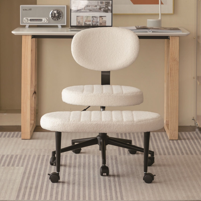 Chaise de bureau, chaise pivotante avec dossier, Blanc