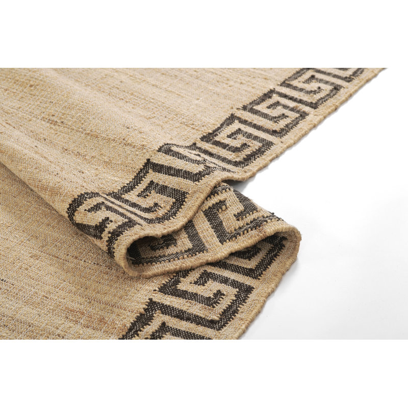 Erin Gates by Momeni Orchard Greek Key Jute and Wool Hand Woven Brown Area Rug, Rectangle 3'6" x 5'6"