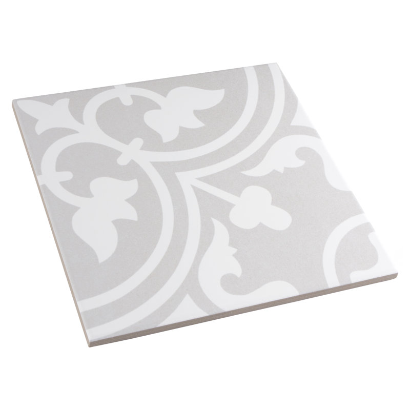 Arte 10" x 10" Porcelain Encaustic Floor And Wall Tile, Gray
