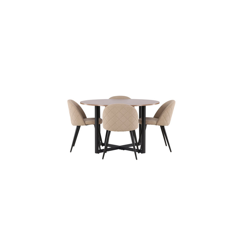 Amher 4 - Person Dining Set, Beige, Beige