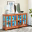 Vitrine avec tablettes réglables, poignées en métal et éclairage à DEL télécommandé pour la décoration intérieure-125553097