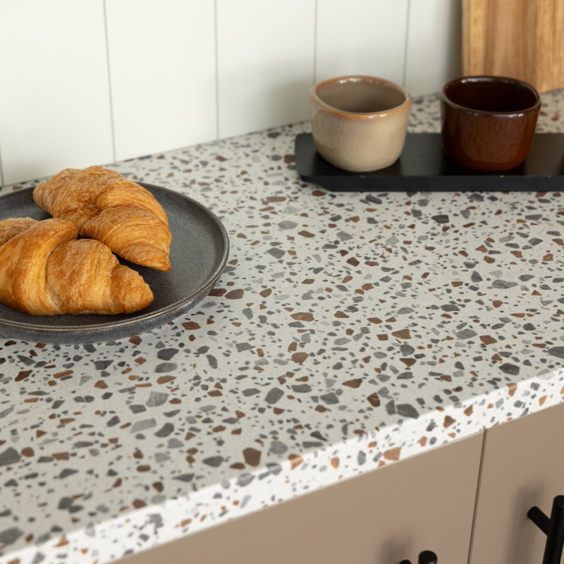 Lathan 67.5cm x 2m Stone Self-adhesive Vinyl Wrap for Doors and Worktops, Terrazzo