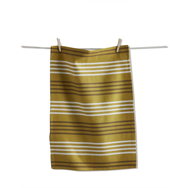 Basket Weave Stripe Dishtowel Gray, Latte