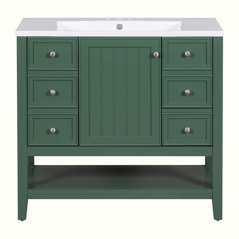 Meuble-lavabo simple 36 po avec plateau Raydan, Vert