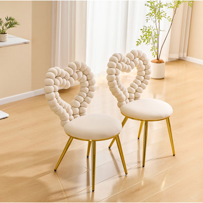 Ensemble de 2 chaises d'appoint uniques en forme de cœur touffeté à bulles