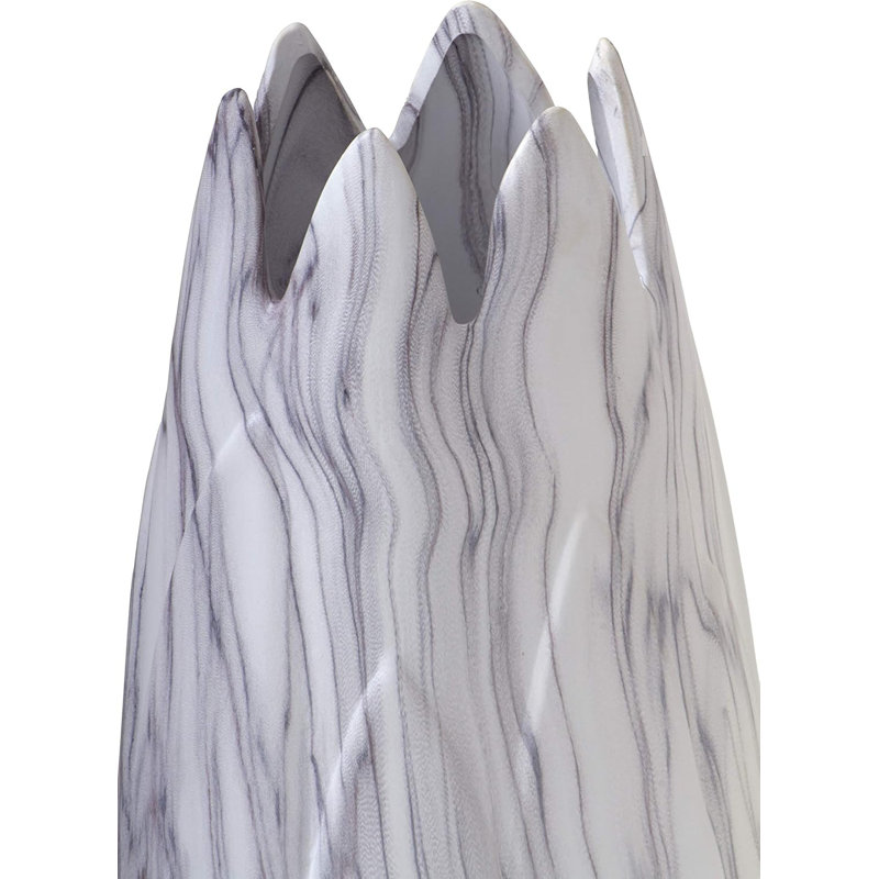 Beige Marbled Ceramic Organic-Shaped Table Vase
