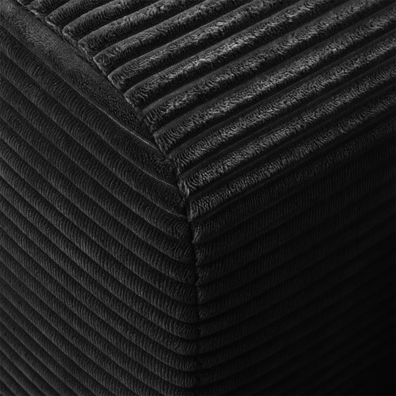 Sectional Sofa Couch Set, Black Corduroy