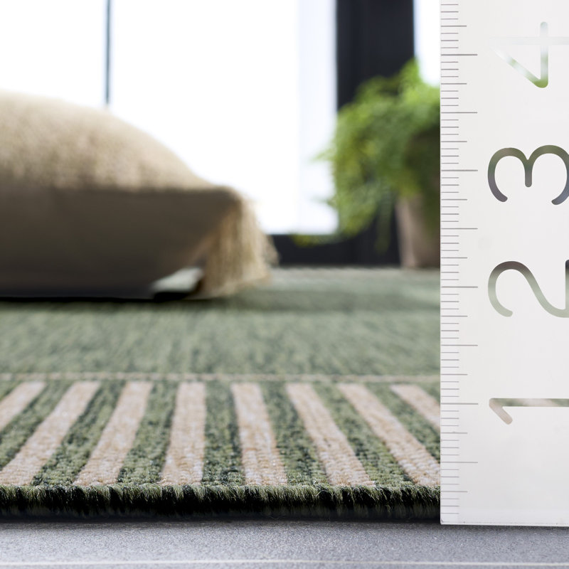 Polypropylène tissé à la machine Beach House; Tapis intérieur / extérieur en polyester rayé, Rectangle 4 pi 0 po x 6 pi 0 po