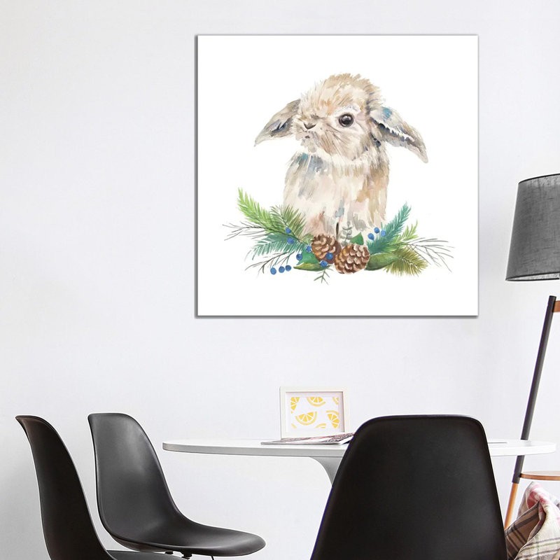 Floppy Eared Bunny On Greenery - Painting on Canvas, Wrapped Canvas, 93.98 cm H x 93.98 cm W x 1.91 cm D