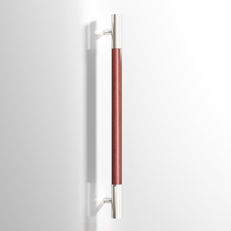 Poignée d'armoire de 48 po d'un centre à centre Series avec insert en cuir Royal, 20", Nickel poli