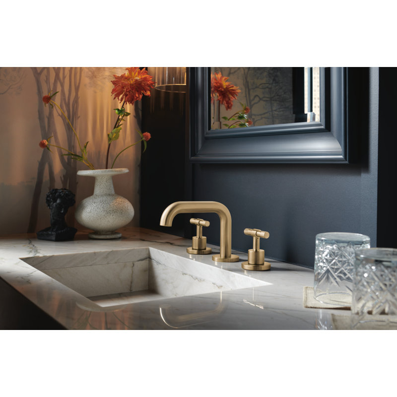 Litze® Widespread Lavatory Faucet With High Spout, T-Lever Handle, Luxe Gold, 1.5 GPM