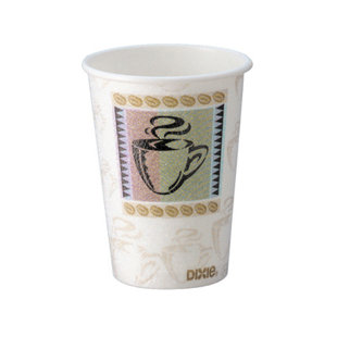 12 oz Kraft Paper Ripple Wall Coffee Cup - with White Lid - 3 1/2 inch x 3 1/2 inch x 5 inch - 200 Count Box, Gold