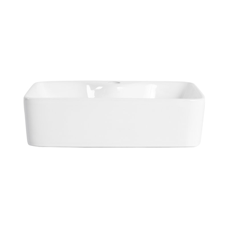 Lavabo de salle de bain rectangulaire en céramique avec installation facile