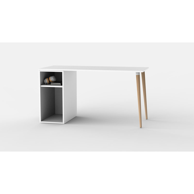 Gilroy Solid Wood Base Writing Desk, White, 74cm H x 138cm W x 60cm D